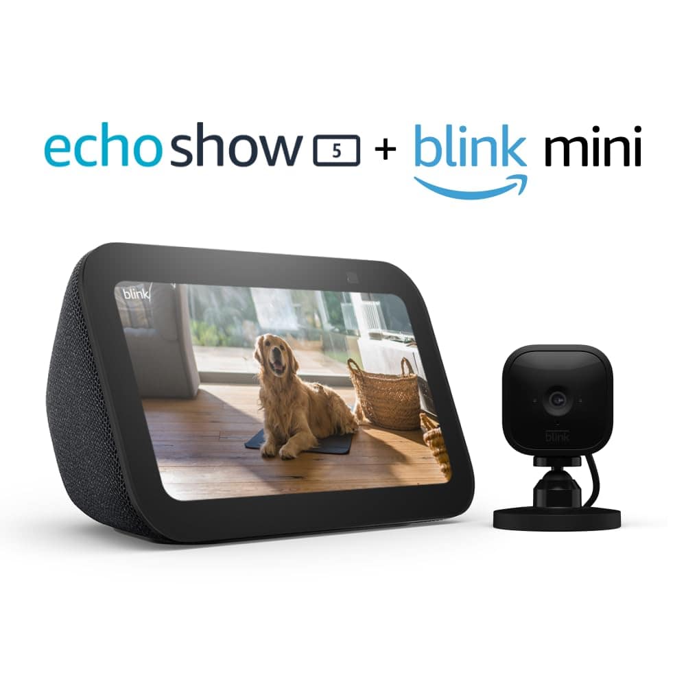 All-new Echo Show 5 (3rd Gen) with Blink Mini | Charcoal Charcoal with Blink Mini