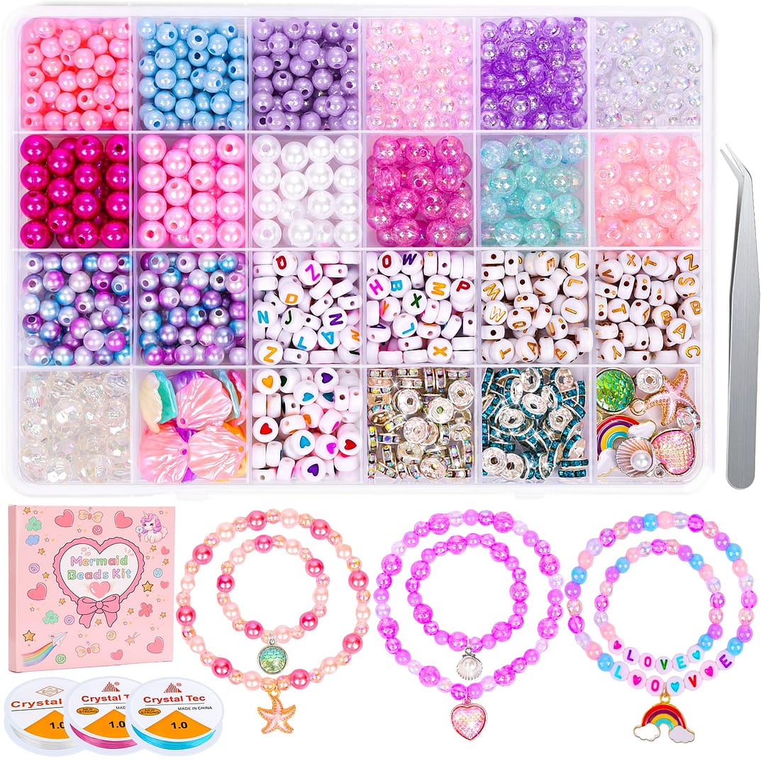 Qinzave 1074PCS Mermaid Bracelet Making Kit for Girls