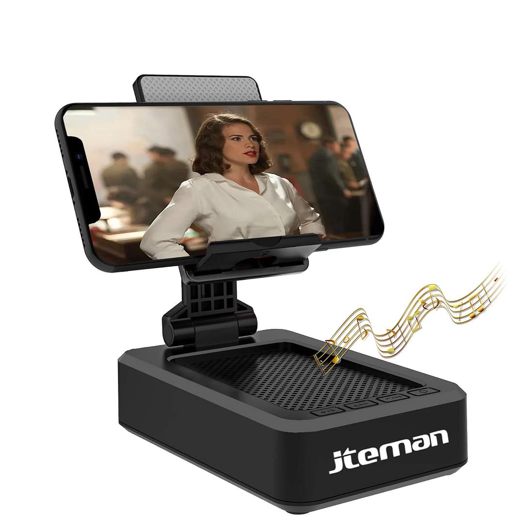 JTEMAN Phone Stand with Wireless Bluetooth Speaker