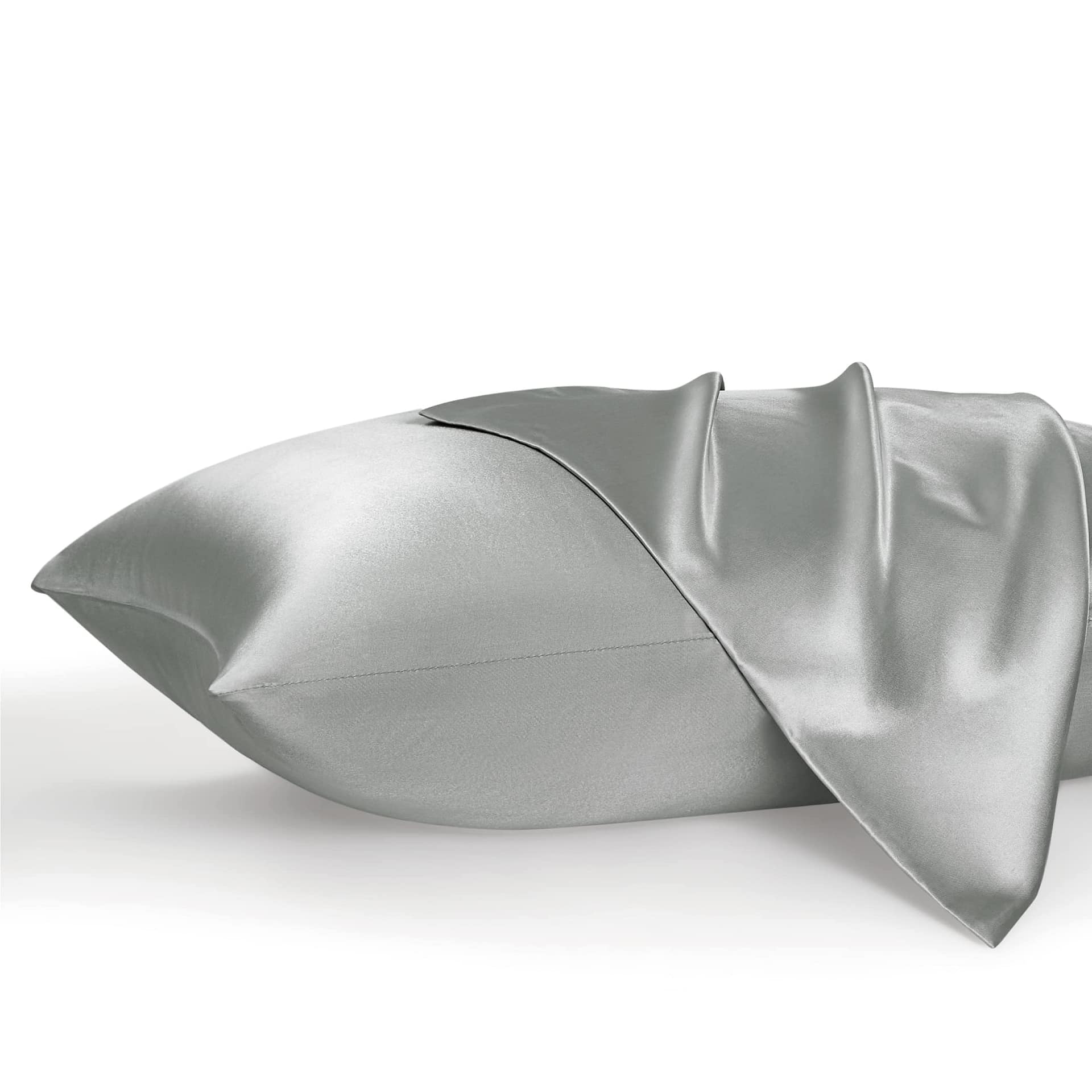 Bedsure Satin Pillowcase for Hair and Skin Queen - Silver Grey Silky Pillowcase 20x30 Inches - Set of 2 with Envelope Closure, Similar to Silk Pillow Cases, Gifts for Women Men 04 - Silver Grey Queen (20" x 30")