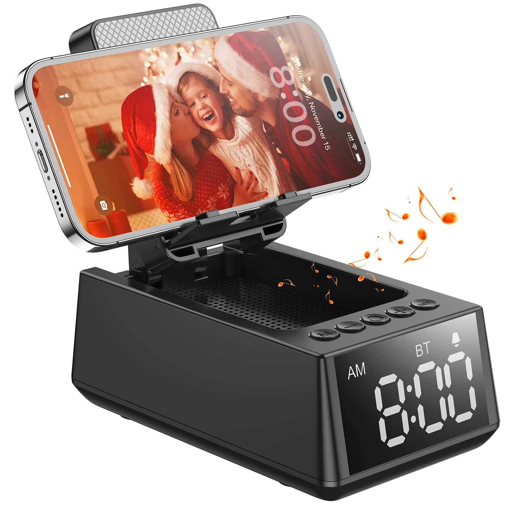 CHIFENCHY Bluetooth Speaker, Clock, and Phone Stand